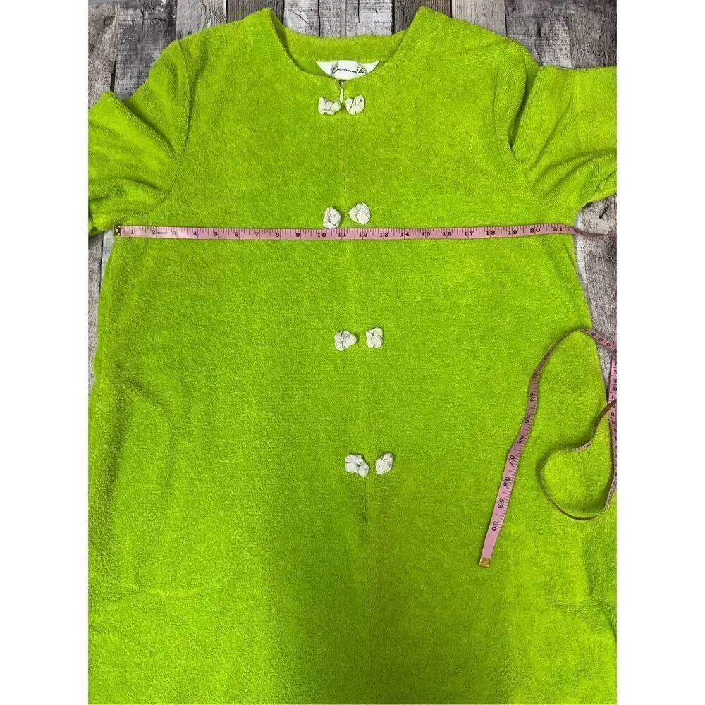 Rare Vintage 60s Mid Century Lime Green Glam Terry Bath House Robe | Large